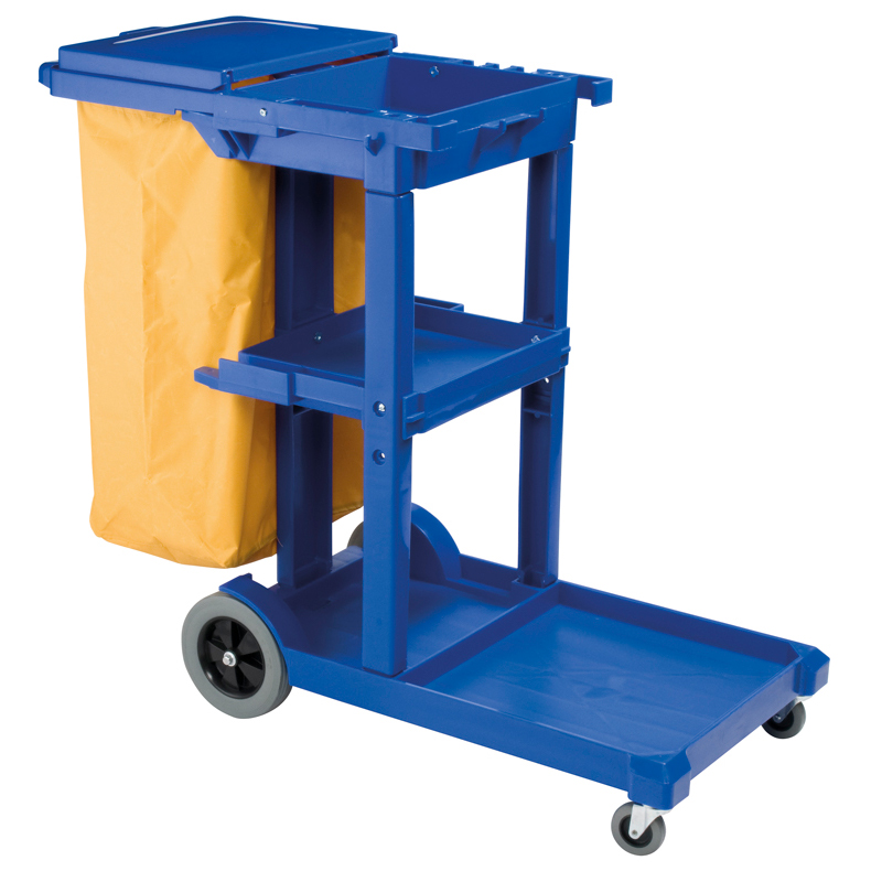 Janitor Trolley Dark Blue with Lid